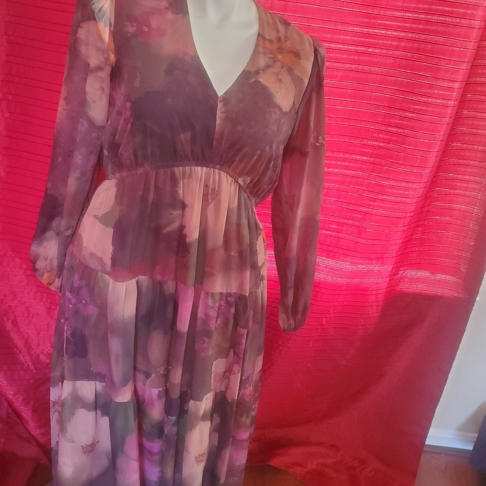 Robbie Bee Multicolor Floral Long Sleeve Dress